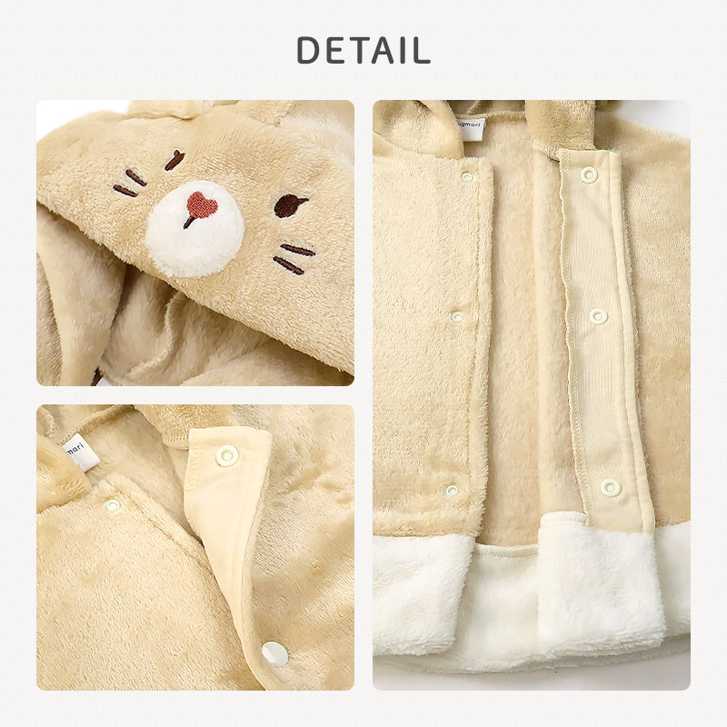 ベビーマント ポンチョ 男の子 女の子 新生児 スーパーマイクロフリース ふわふわ 前開き 袖付き ケープ アニマル くま うさぎ ねこ クマ ウサギ ネコ 猫 動物 耳付き 暖かい 防寒 毛布 体温調節 マイクロファイバー 60 70 80 90 お祝い ギフト プレゼント 出産祝い