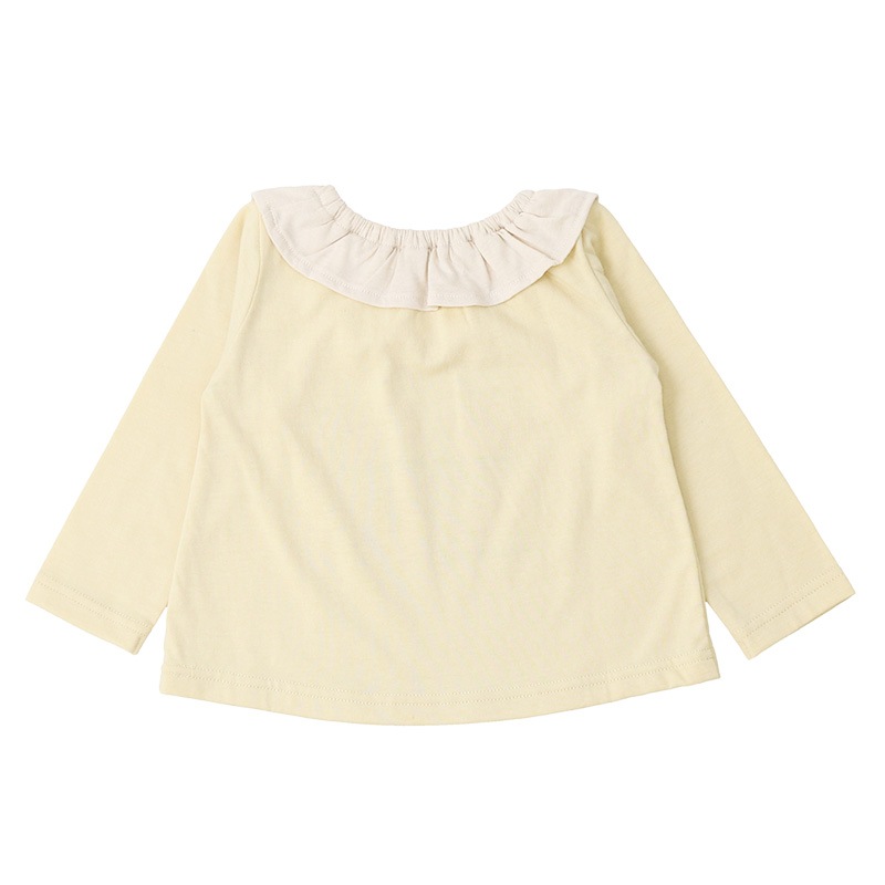 キッズ ロンT フリル トップス ウサギ 切替 長袖 Tシャツ イエロー ( 80-130cm )【 UZURABBIT ウズラビット 】 子供服 女の子 ベビー うさぎ 干支 ピンク くすみ ガーリー かわいい 春 秋 80cm 90cm 95cm 100cm 110cm 120cm 130cm