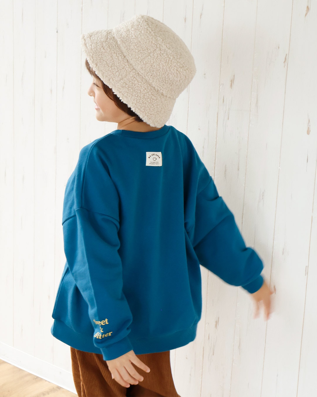 毎日着たいラクチン服 ロゴ刺繍配色トレーナー【GrinLab グリンラボ】|80-160cm
