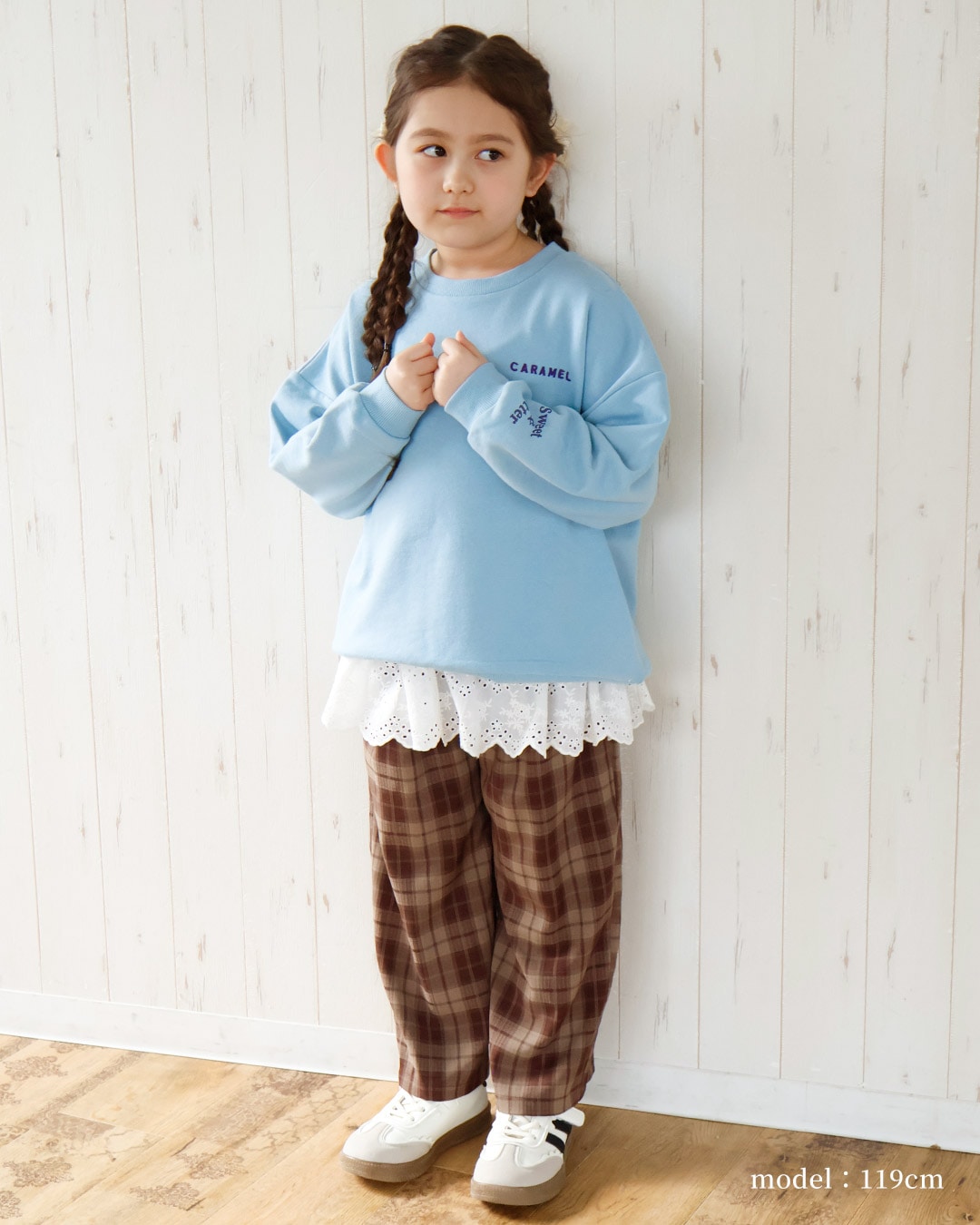 毎日着たいラクチン服 ロゴ刺繍配色トレーナー【GrinLab グリンラボ】|80-160cm