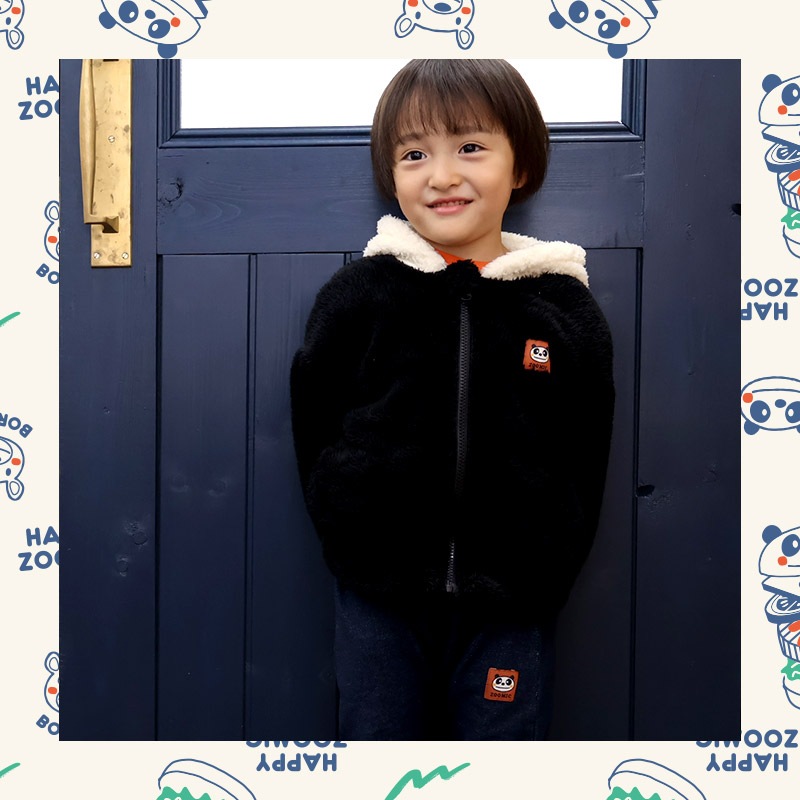キッズ ハッピーバッグ 福袋 6点セット フリースジャケット ロンT 長袖Tシャツ トレーナー ロングパンツ メッシュバッグ ZOOMIC ズーミック ベビー カットソー 男の子 女の子 ハンバーガー アニマル パンダ くま 80 90 95 100 110 120 130 通園 通学