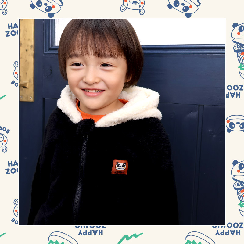 キッズ ハッピーバッグ 福袋 6点セット フリースジャケット ロンT 長袖Tシャツ トレーナー ロングパンツ メッシュバッグ ZOOMIC ズーミック ベビー カットソー 男の子 女の子 ハンバーガー アニマル パンダ くま 80 90 95 100 110 120 130 通園 通学