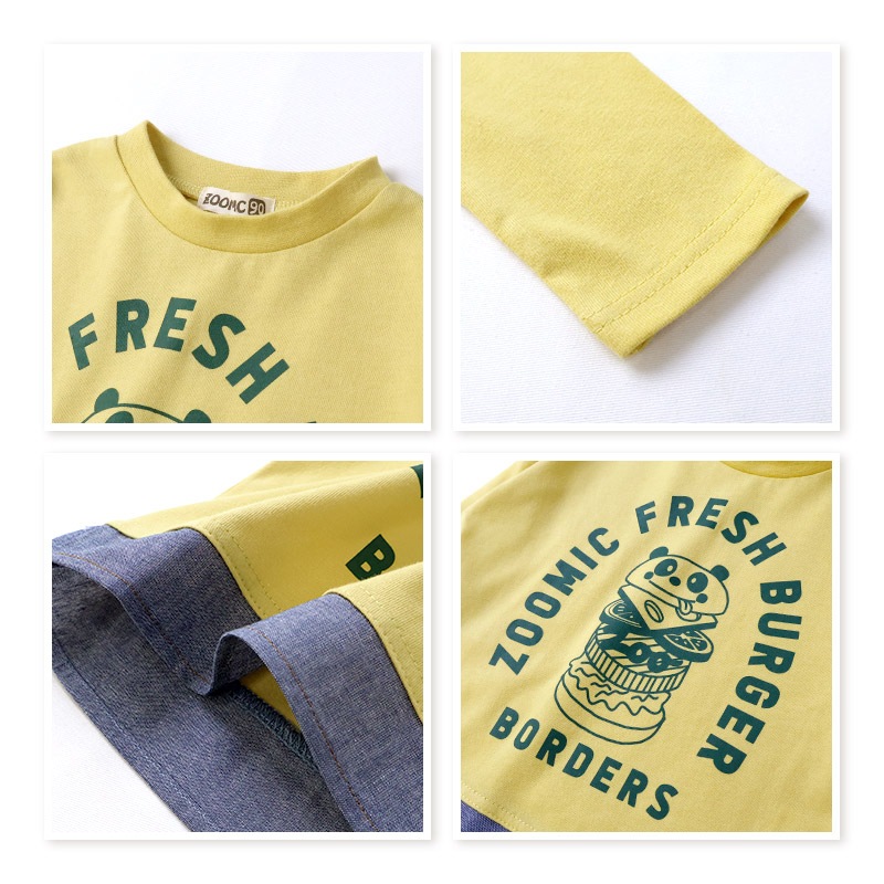 キッズ ハッピーバッグ 福袋 6点セット フリースジャケット ロンT 長袖Tシャツ トレーナー ロングパンツ メッシュバッグ ZOOMIC ズーミック ベビー カットソー 男の子 女の子 ハンバーガー アニマル パンダ くま 80 90 95 100 110 120 130 通園 通学