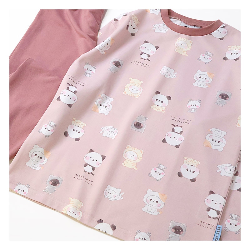 パジャマ キッズ もちもちぱんだ 長袖 子供 ルームウェア 女の子 ガールズ ジュニア 上下セット 長袖パジャマ 寝巻 2点セット こども 部屋着 お昼寝 総柄 ミニ裏毛 スウェット 吸汗 キャラクター プリント ピンク サックス 動物 アニマル 120 130 140 150 160 入学 春 秋