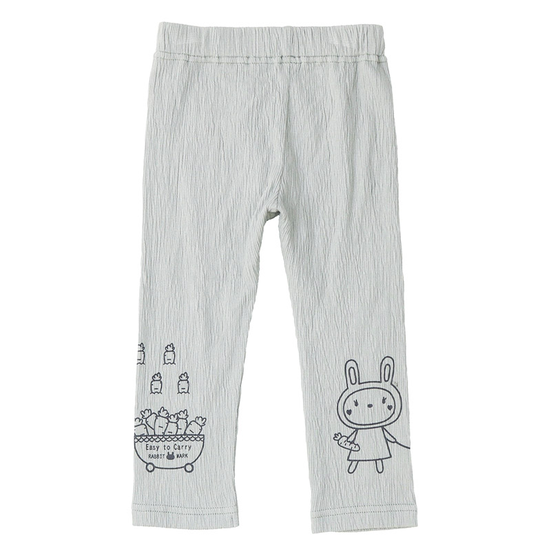 キッズ レギンス 10分丈 うさぎ 長パンツ ロングパンツ ミント ( 80-130cm )【 UZURABBIT ウズラビット 】 子供服 ベビー 女の子 かわいい おしゃれ アニマル 動物 裾 プリント 春 新作 80 90 95 100 110 120 130 ウサギ