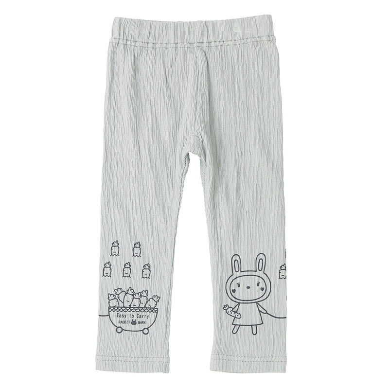 キッズ レギンス 10分丈 うさぎ 長パンツ ロングパンツ ミント ( 80-130cm )【 UZURABBIT ウズラビット 】 子供服 ベビー 女の子 かわいい おしゃれ アニマル 動物 裾 プリント 春 新作 80 90 95 100 110 120 130 ウサギ