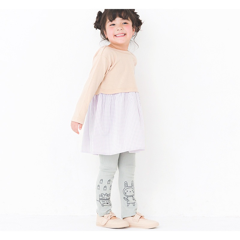 キッズ レギンス 10分丈 うさぎ 長パンツ ロングパンツ ミント ( 80-130cm )【 UZURABBIT ウズラビット 】 子供服 ベビー 女の子 かわいい おしゃれ アニマル 動物 裾 プリント 春 新作 80 90 95 100 110 120 130 ウサギ