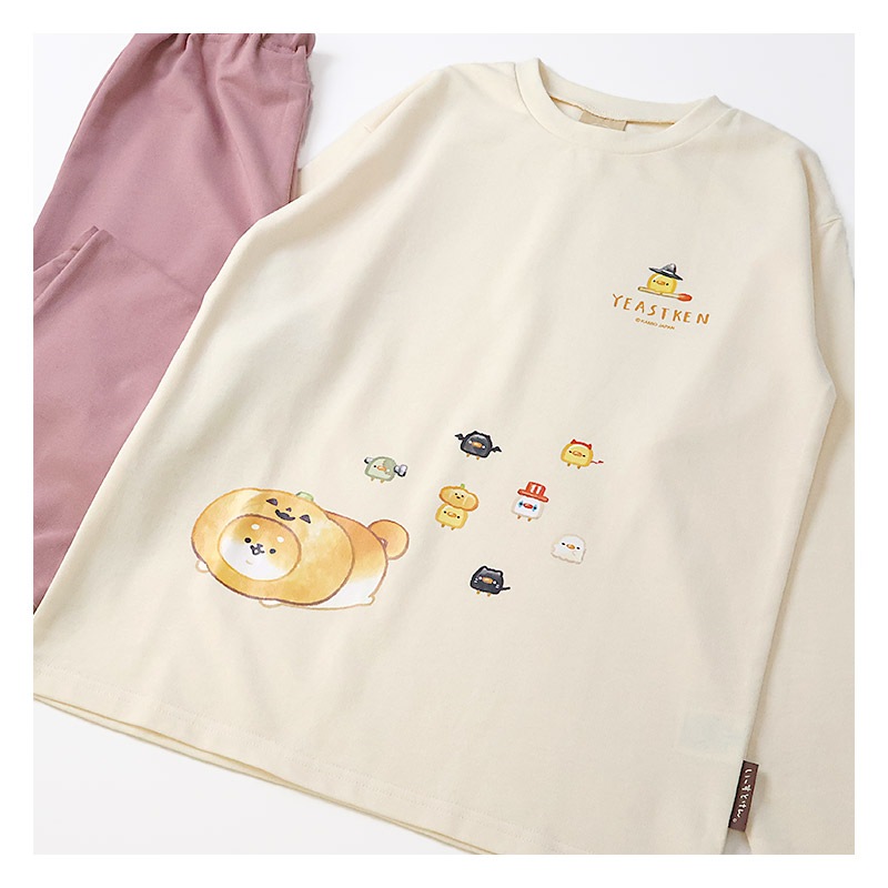 パジャマ キッズ いーすとけん 長袖 子供 ルームウェア 女の子 ガールズ ジュニア 上下セット 長袖パジャマ 寝巻 2点セット こども 部屋着 お昼寝 ミニ裏毛 スウェット 吸汗 快適 キャラクター プリント アイボリー オレンジ 犬 動物 120 130 140 150 160 入学 春 秋