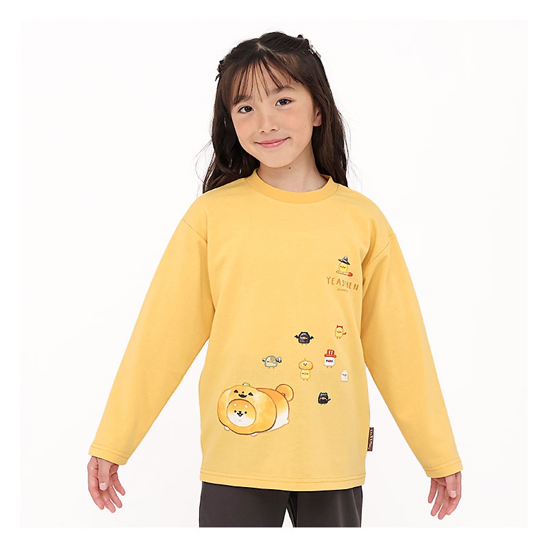 パジャマ キッズ いーすとけん 長袖 子供 ルームウェア 女の子 ガールズ ジュニア 上下セット 長袖パジャマ 寝巻 2点セット こども 部屋着 お昼寝 ミニ裏毛 スウェット 吸汗 快適 キャラクター プリント アイボリー オレンジ 犬 動物 120 130 140 150 160 入学 春 秋