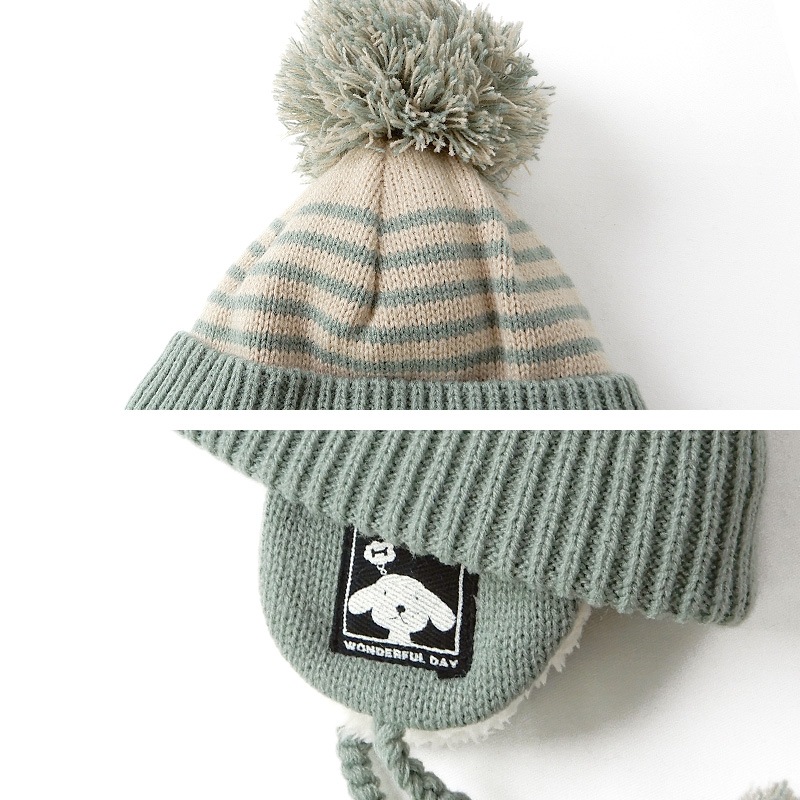 キッズ ニット帽 オシャレ 防寒 子供帽子 耳当て ボンボン キャップ【ZOODOG】 子供 ベビー 男の子 冬 暖かい 可愛い かわいい 雪 スノー スキー 犬 いぬ イヌポイント消化