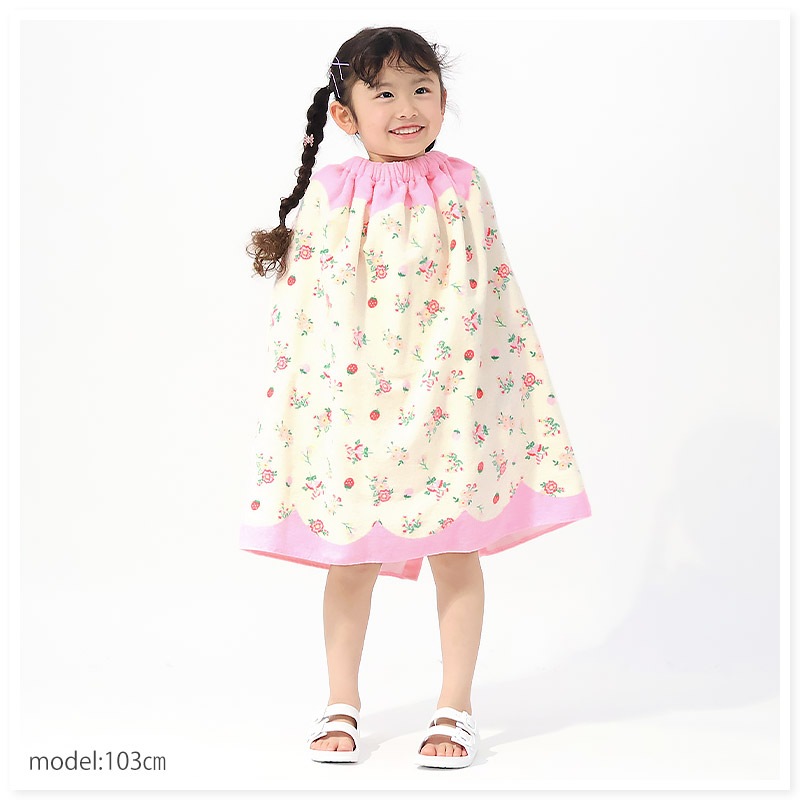 【 送料無料 】 ラップタオル 女の子 綿100％ ネームタグ付 60cm 男の子 巻きタオル 水着用品 プールタオル タオル キッズ 子供用 レッド ピンク 赤 花 フラワー イチゴ スイカ レモン フルーツ ハート 風船 バルーン お風呂 スイミング レジャー 水遊び お名前タグ