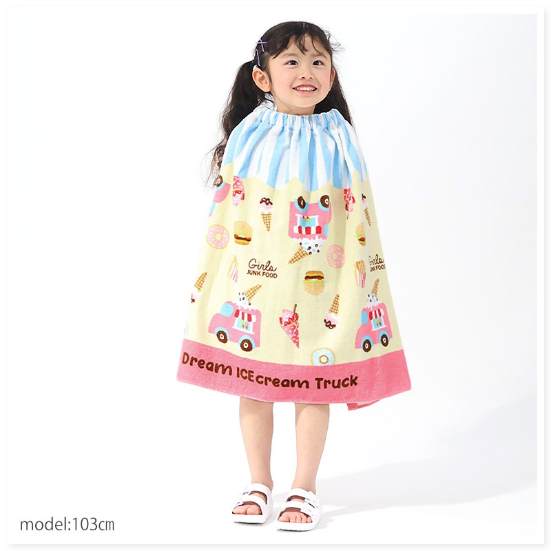 【 送料無料 】 ラップタオル 女の子 綿100％ ネームタグ付 60cm 男の子 巻きタオル 水着用品 プールタオル タオル キッズ 子供用 レッド ピンク 赤 花 フラワー イチゴ スイカ レモン フルーツ ハート 風船 バルーン お風呂 スイミング レジャー 水遊び お名前タグ