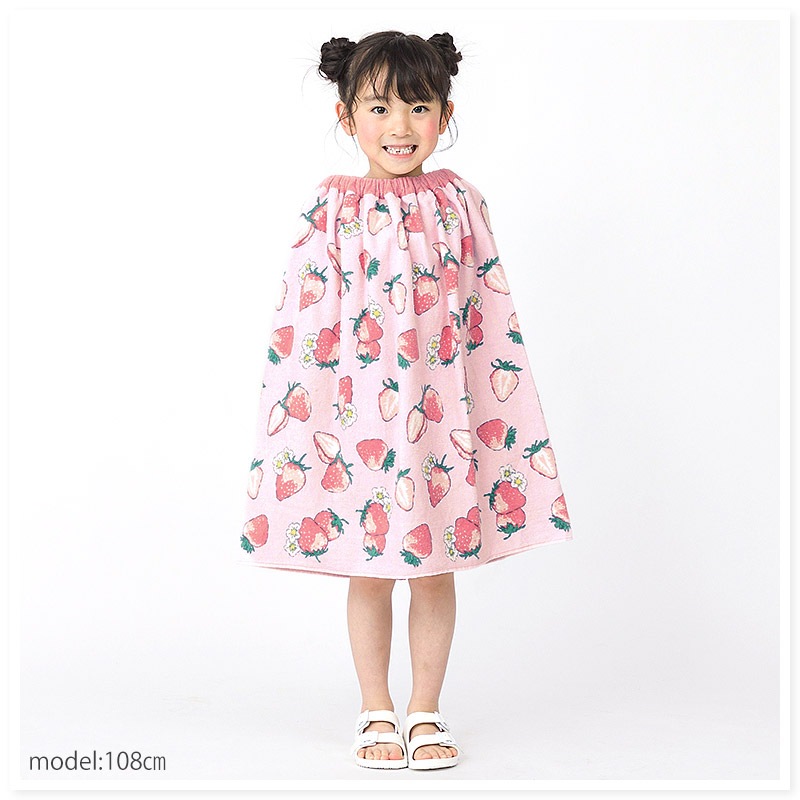 【 送料無料 】 ラップタオル 女の子 綿100％ ネームタグ付 60cm 男の子 巻きタオル 水着用品 プールタオル タオル キッズ 子供用 レッド ピンク 赤 花 フラワー イチゴ スイカ レモン フルーツ ハート 風船 バルーン お風呂 スイミング レジャー 水遊び お名前タグ