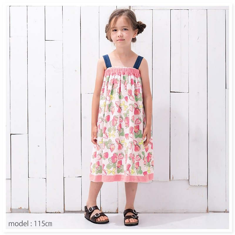 【 送料無料 】 ラップタオル 女の子 綿100％ ネームタグ付 60cm 男の子 巻きタオル 水着用品 プールタオル タオル キッズ 子供用 レッド ピンク 赤 花 フラワー イチゴ スイカ レモン フルーツ ハート 風船 バルーン お風呂 スイミング レジャー 水遊び お名前タグ