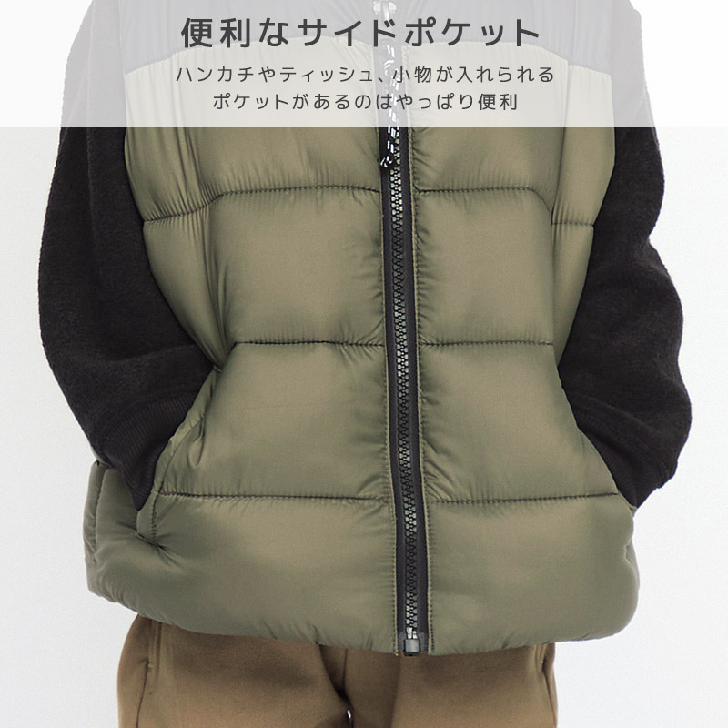 キッズ 中綿ベスト ポケット付 アウター 撥水加工 洗える 中わた入り 男の子 女の子 ( 80-130cm ) 【 GrinLab グリンラボ 】 トップス ベビー 80cm 90cm 95cm 100cm 110cm 120cm 130cm 140cm 150cm 160cm 切替 ウインドブレーカー アウトドア 保温 防寒 暖かい ダウンベスト
