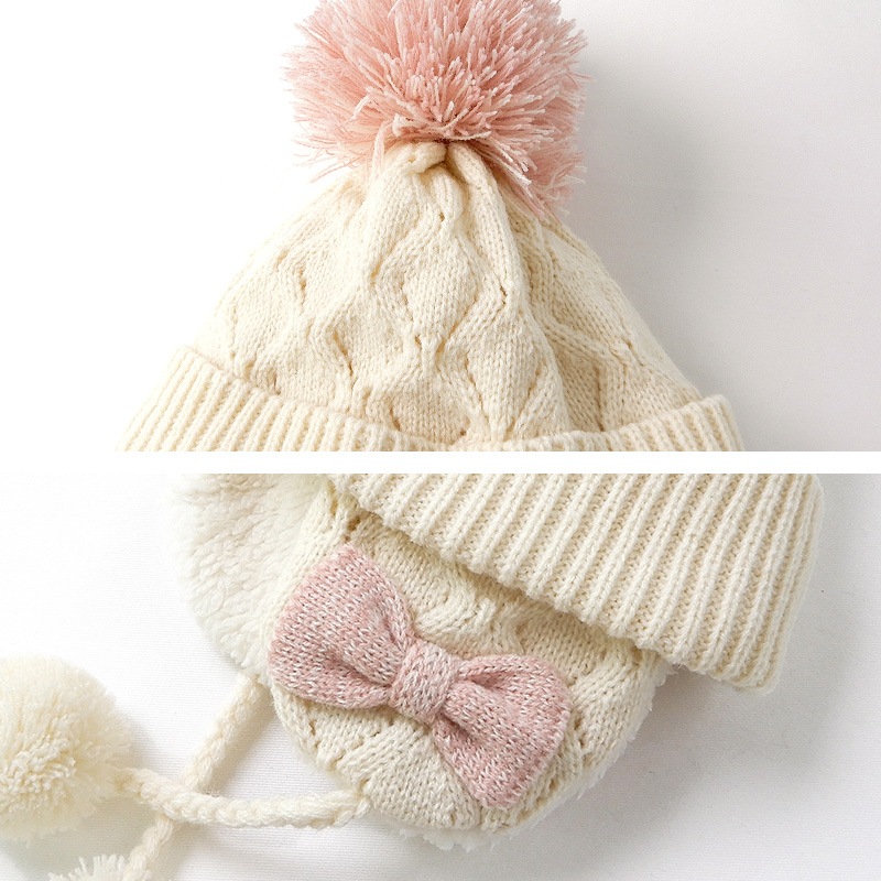 キッズ ニット帽 オシャレ 防寒 子供帽子 耳当て ボンボン キャップ【Uzuland】 子供 ベビー 女の子 冬 暖かい 可愛い かわいい 雪 スノー スキー ガーリーポイント消化