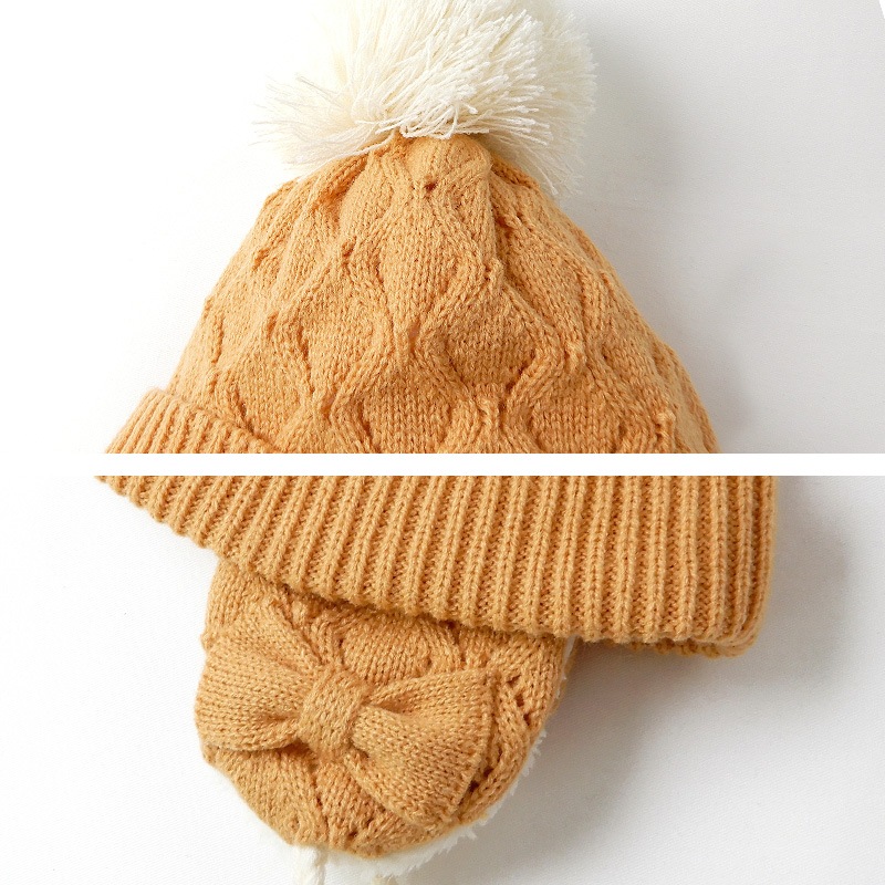 キッズ ニット帽 オシャレ 防寒 子供帽子 耳当て ボンボン キャップ【Uzuland】 子供 ベビー 女の子 冬 暖かい 可愛い かわいい 雪 スノー スキー ガーリーポイント消化