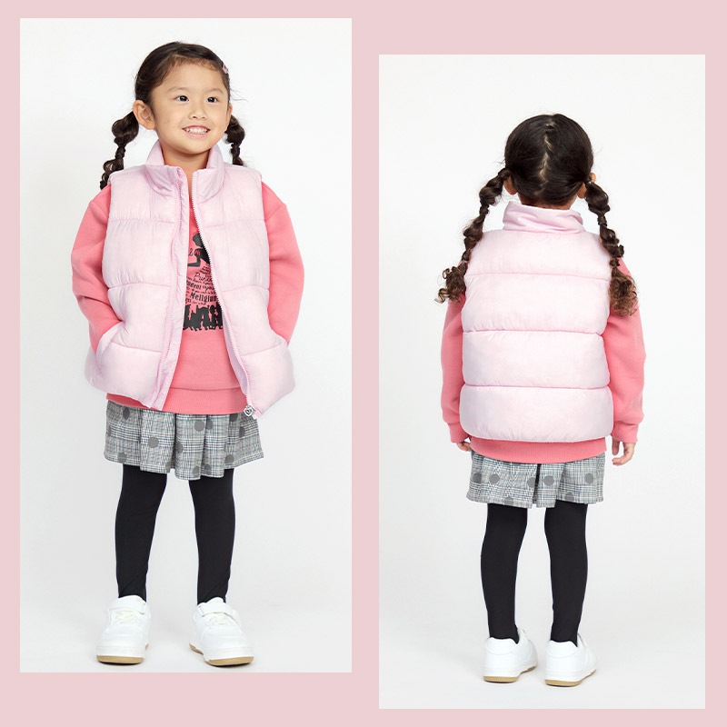 キッズ 中綿ベスト ポケット付 アウター 撥水加工 洗える 中わた入り 女の子 ( 90-130cm ) 【 GrinLab グリンラボ 】 トップス ベビー 90cm 100cm 110cm 120cm 130cm 140cm 150cm 160cm 切替 ウインドブレーカー アウトドア 保温 防寒 暖かい ダウンベスト