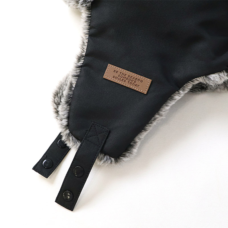 キッズ フライトキャップ 帽子 耳当て付き 男の子 女の子 キャップ 子供用 帽子 (52-54cm)【GrinLab グリンラボ】 撥水 フェイクファー イヤーフラップ パイロットキャップ ロゴ 配色 ミリタリー 暖かい 防寒 保温 キャップ ボーイズ ガールズ 暖かい 雪遊び