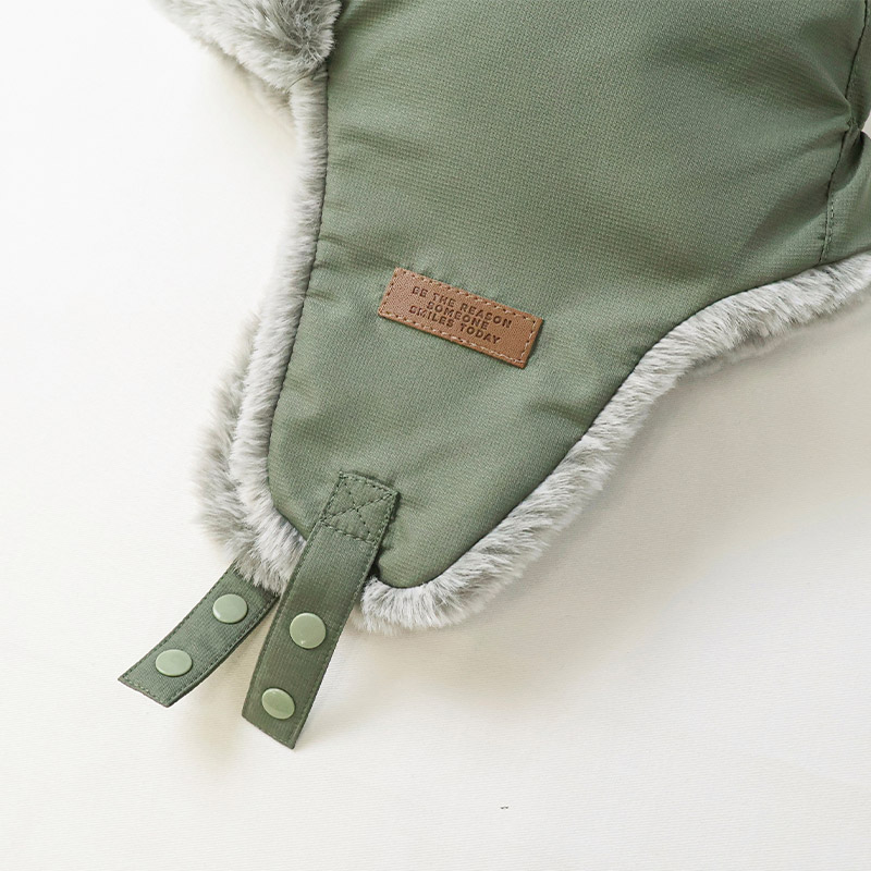 キッズ フライトキャップ 帽子 耳当て付き 男の子 女の子 キャップ 子供用 帽子 (52-54cm)【GrinLab グリンラボ】 撥水 フェイクファー イヤーフラップ パイロットキャップ ロゴ 配色 ミリタリー 暖かい 防寒 保温 キャップ ボーイズ ガールズ 暖かい 雪遊び