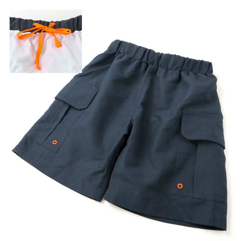 子供 水着 サーフパンツ 男の子 キッズ 水泳パンツ スイムウェア カーゴポケット UV加工 UPF50＋ ( 100-160cm ) UVカット 海パン ハーフパンツ 子供用 こども 水陸両用 プール 海水浴 水遊び 川遊び 夏 100cm 110cm 120cm 130cm 140cm 150cm 160cm スクール水着