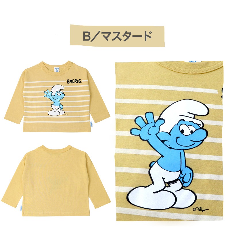 キッズ ロンT スマーフ 子供服 Tシャツ 長袖 トップス プリント ( 80-130 ) 【 SMURFS 】 ボーイズ ガールズ 男の子 女の子 カットソー キッズ ベビー アニメ キャラクター 冬物 80cm 90cm 95cm 100cm 110cm 120cm 130cm