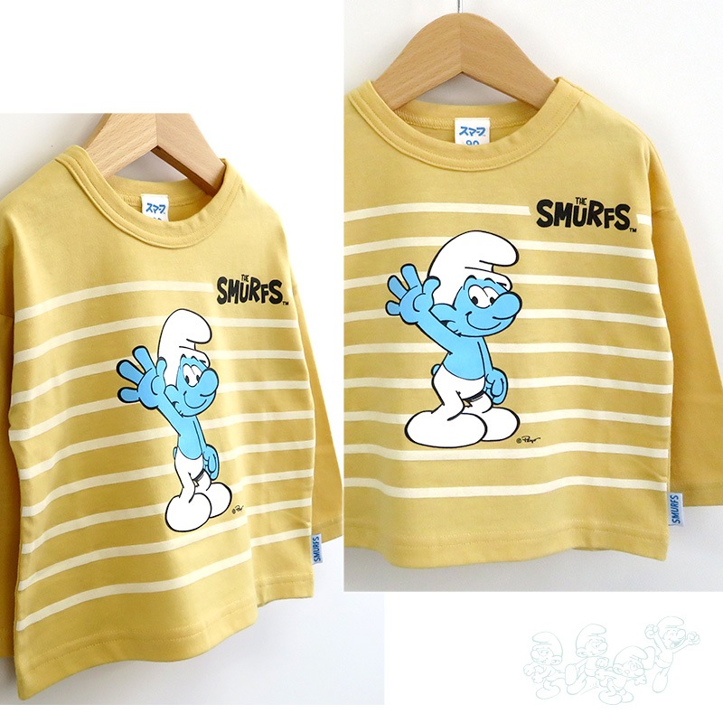 キッズ ロンT スマーフ 子供服 Tシャツ 長袖 トップス プリント ( 80-130 ) 【 SMURFS 】 ボーイズ ガールズ 男の子 女の子 カットソー キッズ ベビー アニメ キャラクター 冬物 80cm 90cm 95cm 100cm 110cm 120cm 130cm