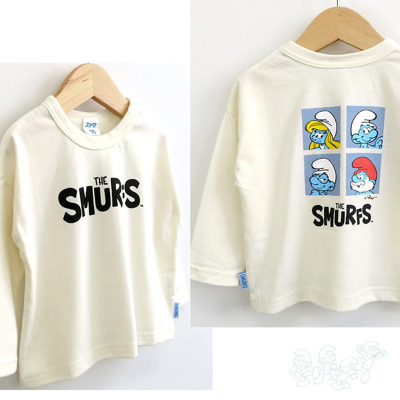 キッズ ロンT スマーフ 子供服 Tシャツ 長袖 トップス プリント ( 80-130 ) 【 SMURFS 】 ボーイズ ガールズ 男の子 女の子 カットソー キッズ ベビー アニメ キャラクター 冬物 80cm 90cm 95cm 100cm 110cm 120cm 130cm