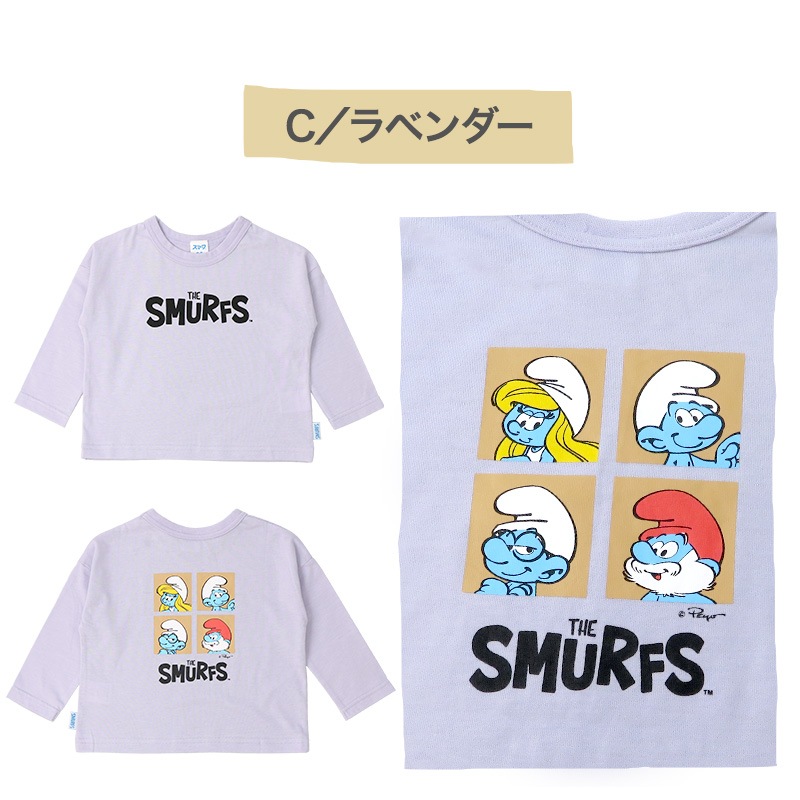 キッズ ロンT スマーフ 子供服 Tシャツ 長袖 トップス プリント ( 80-130 ) 【 SMURFS 】 ボーイズ ガールズ 男の子 女の子 カットソー キッズ ベビー アニメ キャラクター 冬物 80cm 90cm 95cm 100cm 110cm 120cm 130cm