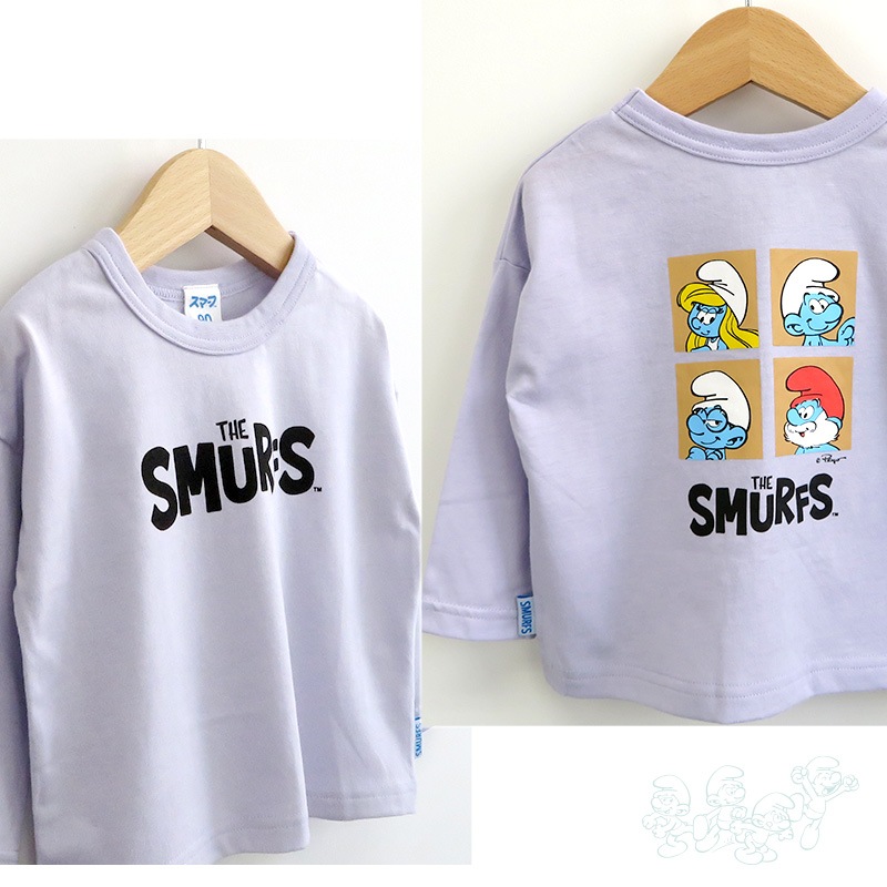 キッズ ロンT スマーフ 子供服 Tシャツ 長袖 トップス プリント ( 80-130 ) 【 SMURFS 】 ボーイズ ガールズ 男の子 女の子 カットソー キッズ ベビー アニメ キャラクター 冬物 80cm 90cm 95cm 100cm 110cm 120cm 130cm