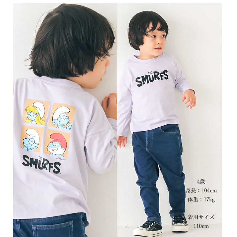 キッズ ロンT スマーフ 子供服 Tシャツ 長袖 トップス プリント ( 80-130 ) 【 SMURFS 】 ボーイズ ガールズ 男の子 女の子 カットソー キッズ ベビー アニメ キャラクター 冬物 80cm 90cm 95cm 100cm 110cm 120cm 130cm