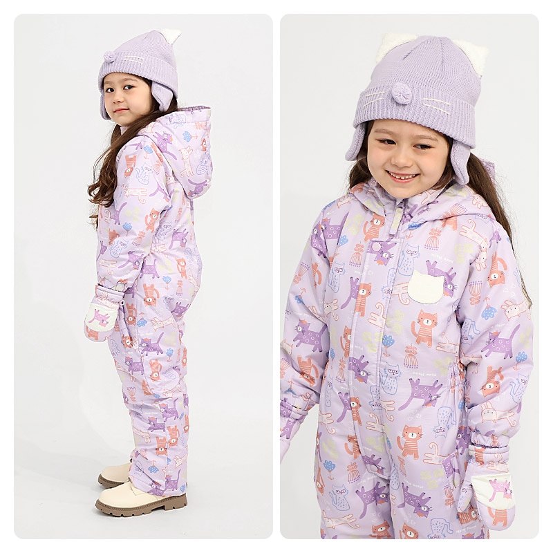 キッズ ベビー ニット帽 耳当て付き ねこ耳 女の子 ニットキャップ 子供用 帽子 (2サイズ展開 50-54cm)【GrinLab グリンラボ】 マイクロファイバーフリース アニマル 動物 ネコ 猫 猫耳 配色 暖かい 防寒 保温 キャップ 暖かい 雪遊び ピンク ラベンダー