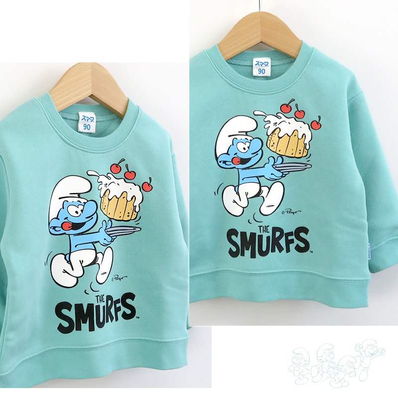 子供服 スマーフ トレーナー 裏起毛 キッズ トップス プリント 長袖 ( 80-130cm) 【SMURFS】 男の子 男子 女の子 女子 裏毛 スウェット ベビー アニメ キャラクター 人気 冬物 80cm 90cm 95cm 100cm 110cm 120cm 130cm