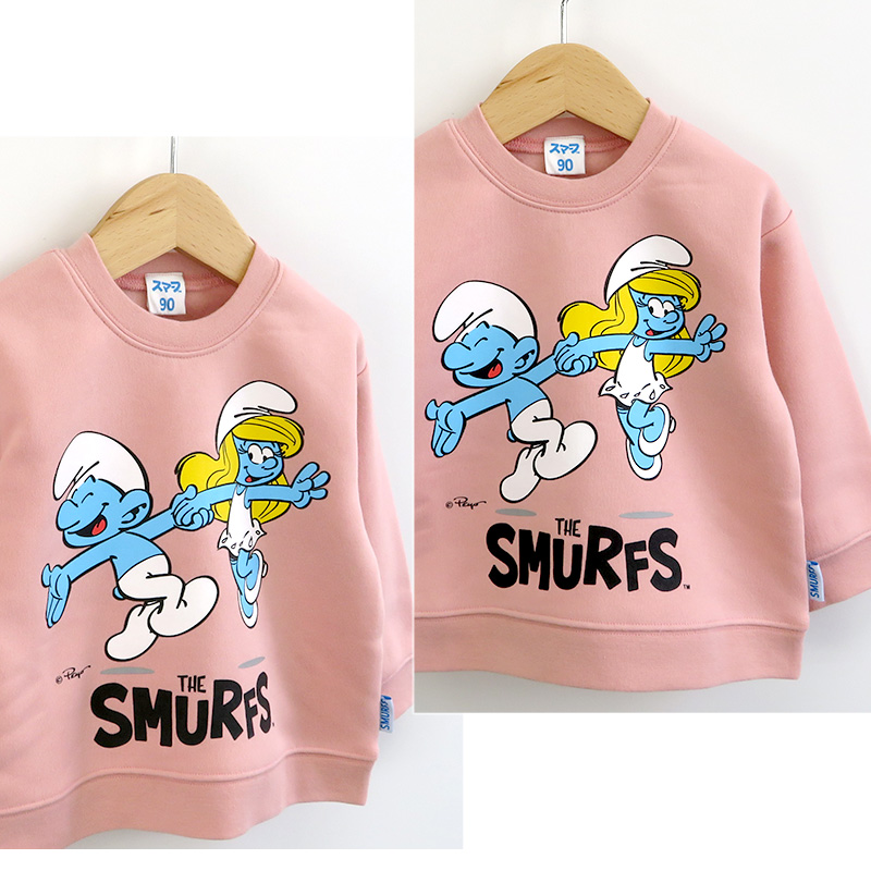 子供服 スマーフ トレーナー 裏起毛 キッズ トップス プリント 長袖 ( 80-130cm) 【SMURFS】 男の子 男子 女の子 女子 裏毛 スウェット ベビー アニメ キャラクター 人気 冬物 80cm 90cm 95cm 100cm 110cm 120cm 130cm
