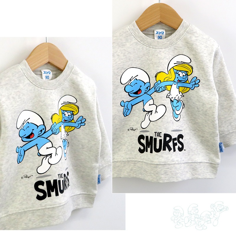 子供服 スマーフ トレーナー 裏起毛 キッズ トップス プリント 長袖 ( 80-130cm) 【SMURFS】 男の子 男子 女の子 女子 裏毛 スウェット ベビー アニメ キャラクター 人気 冬物 80cm 90cm 95cm 100cm 110cm 120cm 130cm