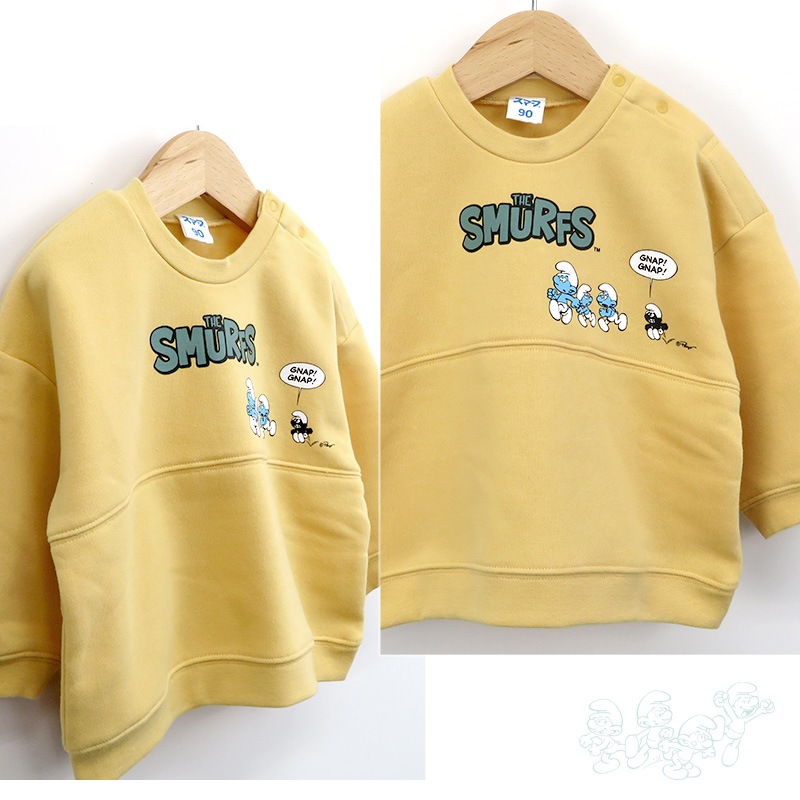 子供服 スマーフ トレーナー 裏起毛 キッズ トップス プリント 長袖 ( 80-130 ) 【SMURFS】 ボーイズ ジュニア ガールズ 男の子 女の子 裏毛 ベビー アニメ キャラクター 冬物 80cm 90cm 95cm 100cm 110cm 120cm 130cm