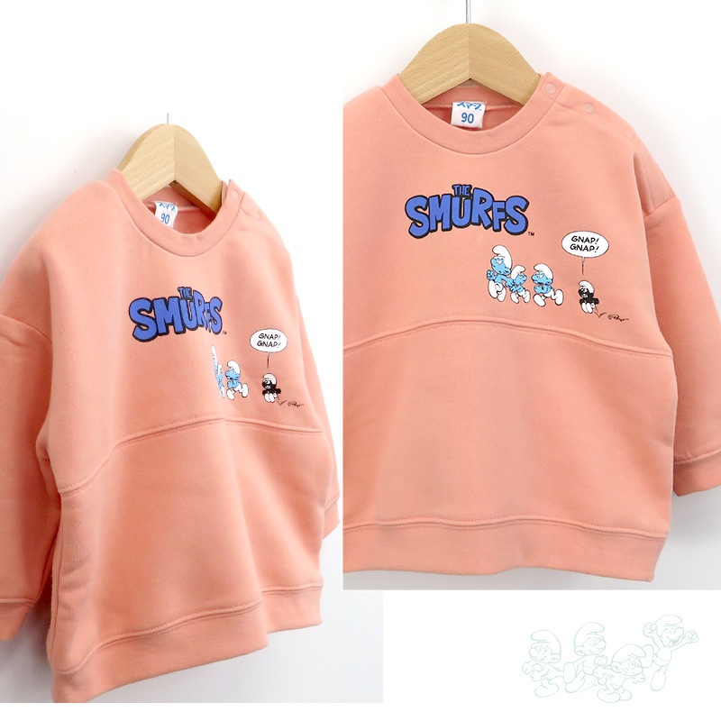子供服 スマーフ トレーナー 裏起毛 キッズ トップス プリント 長袖 ( 80-130 ) 【SMURFS】 ボーイズ ジュニア ガールズ 男の子 女の子 裏毛 ベビー アニメ キャラクター 冬物 80cm 90cm 95cm 100cm 110cm 120cm 130cm