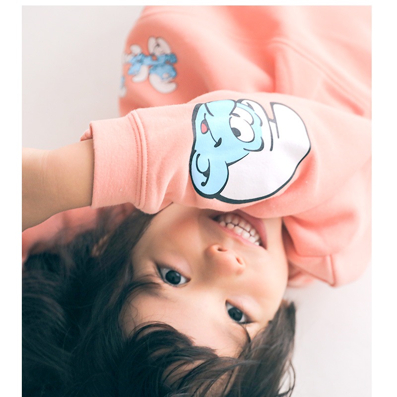 子供服 スマーフ トレーナー 裏起毛 キッズ トップス プリント 長袖 ( 80-130 ) 【SMURFS】 ボーイズ ジュニア ガールズ 男の子 女の子 裏毛 ベビー アニメ キャラクター 冬物 80cm 90cm 95cm 100cm 110cm 120cm 130cm