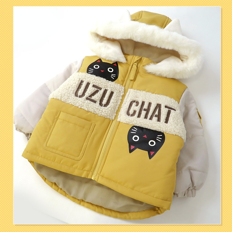 コート ベビー 中綿 ジャケット フード付き 耳付き 女の子 あったか 防寒 撥水加工 ( 80-95cm )【 UZUCHAT ウズチャット 】 ブルゾン スノーウェア スキーウェア ねこ 猫 ネコ 猫耳 雪遊び 冬 うさぎ 子供服 子供用 こども 80cm 90cm 95cm