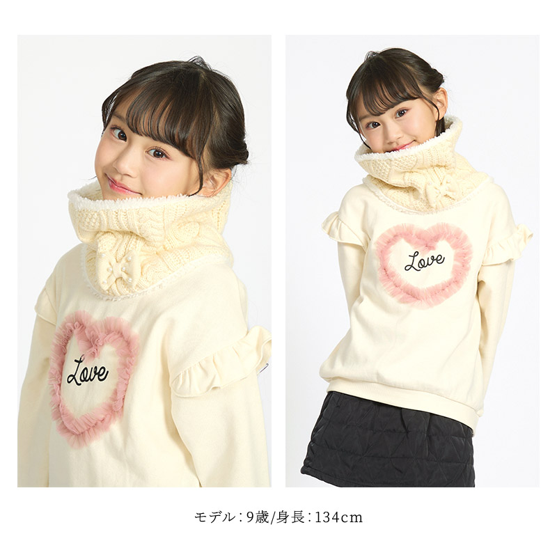 キッズ ネックウォーマー ファー素材 女の子 【 GrinLab グリンラボ 】 子供服 マフラー ストール 子供用 こども 子ども 子供 暖かい あったか 防寒 保温 雑貨 差し込み ボリュームファー ボア リボン デザイン ショール ガールズ かわいい 可愛い おしゃれ ハロウィン
