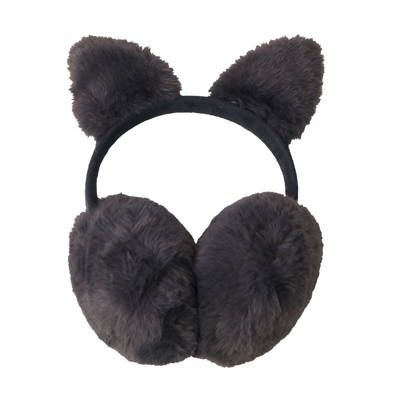 キッズ イヤマフ イヤーマフラー ファー 耳当て 耳あて 女の子 ネコ 猫耳 アニマル 動物 【GrinLab グリンラボ】 子供服 マフラー 暖かい あったか 防寒 保温 雑貨 寒さ対策 猫 グレー ブラック ボリュームファー ボア スエード ガールズ
