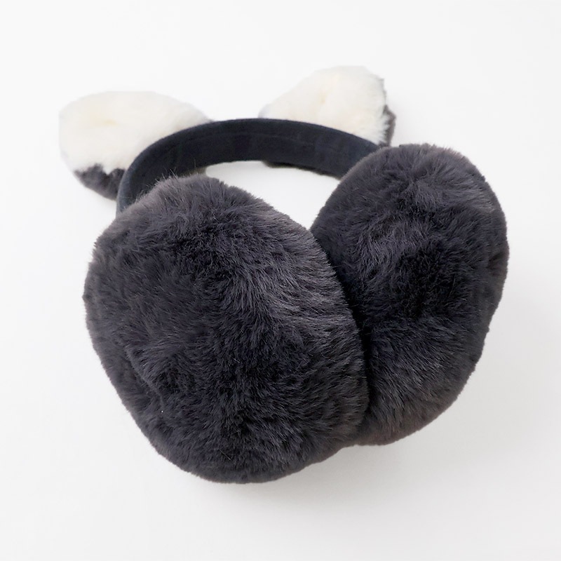 キッズ イヤマフ イヤーマフラー ファー 耳当て 耳あて 女の子 ネコ 猫耳 アニマル 動物 【GrinLab グリンラボ】 子供服 マフラー 暖かい あったか 防寒 保温 雑貨 寒さ対策 猫 グレー ブラック ボリュームファー ボア スエード ガールズ