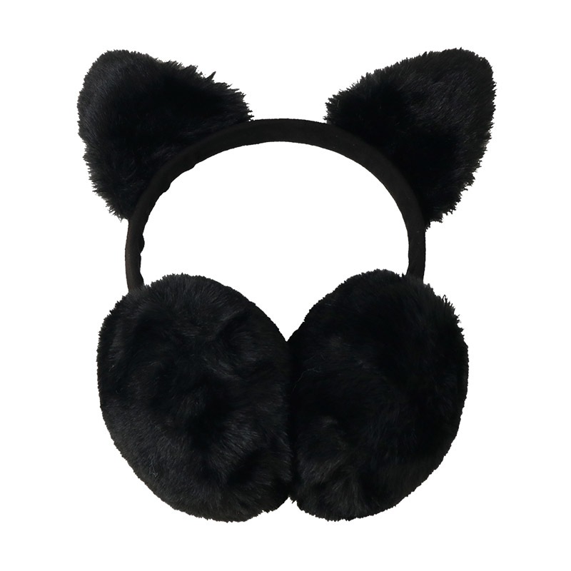 キッズ イヤマフ イヤーマフラー ファー 耳当て 耳あて 女の子 ネコ 猫耳 アニマル 動物 【GrinLab グリンラボ】 子供服 マフラー 暖かい あったか 防寒 保温 雑貨 寒さ対策 猫 グレー ブラック ボリュームファー ボア スエード ガールズ
