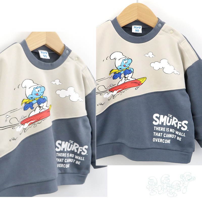 子供服 スマーフ トレーナー 裏起毛 キッズ トップス プリント 長袖 ( 80-130 ) 【SMURFS】 ボーイズ ガールズ 男の子 女の子 ベビー 通園 通学 アニメ キャラクター 冬物 80cm 90cm 95cm 100cm 110cm 120cm 130cm