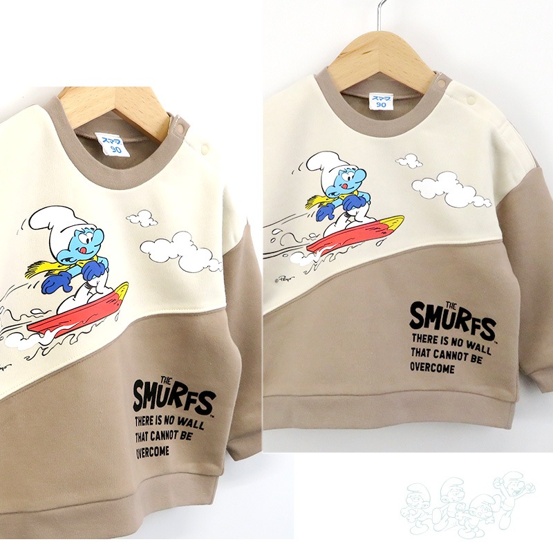 子供服 スマーフ トレーナー 裏起毛 キッズ トップス プリント 長袖 ( 80-130 ) 【SMURFS】 ボーイズ ガールズ 男の子 女の子 ベビー 通園 通学 アニメ キャラクター 冬物 80cm 90cm 95cm 100cm 110cm 120cm 130cm