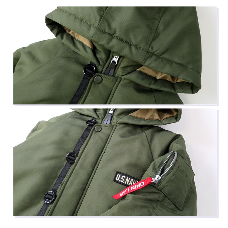 ジャンプスーツ キッズ 男の子 防寒 中綿 撥水加工 フード ( 110-130cm )【 GrinLab グリンラボ 】 アウター ジャケット スノーウェア スノーコンビ ツナギ つなぎ 雪遊び 冬 女の子 ミリタリー 子供服 キッズ ベビー 110cm 120cm 130cm