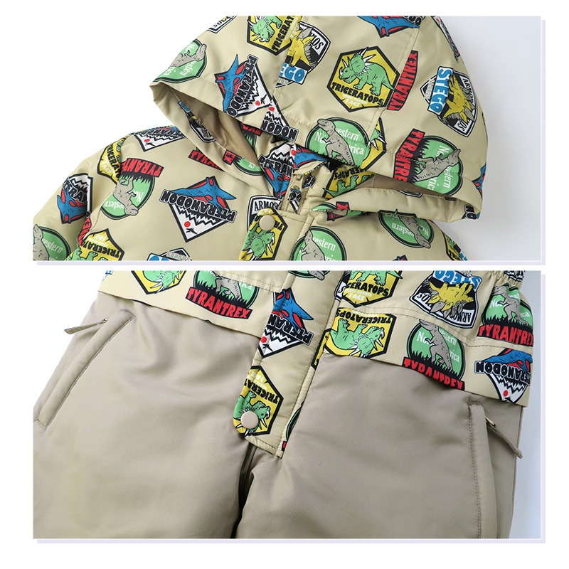 ジャンプスーツ キッズ 男の子 防寒 中綿 撥水加工 フード ( 110