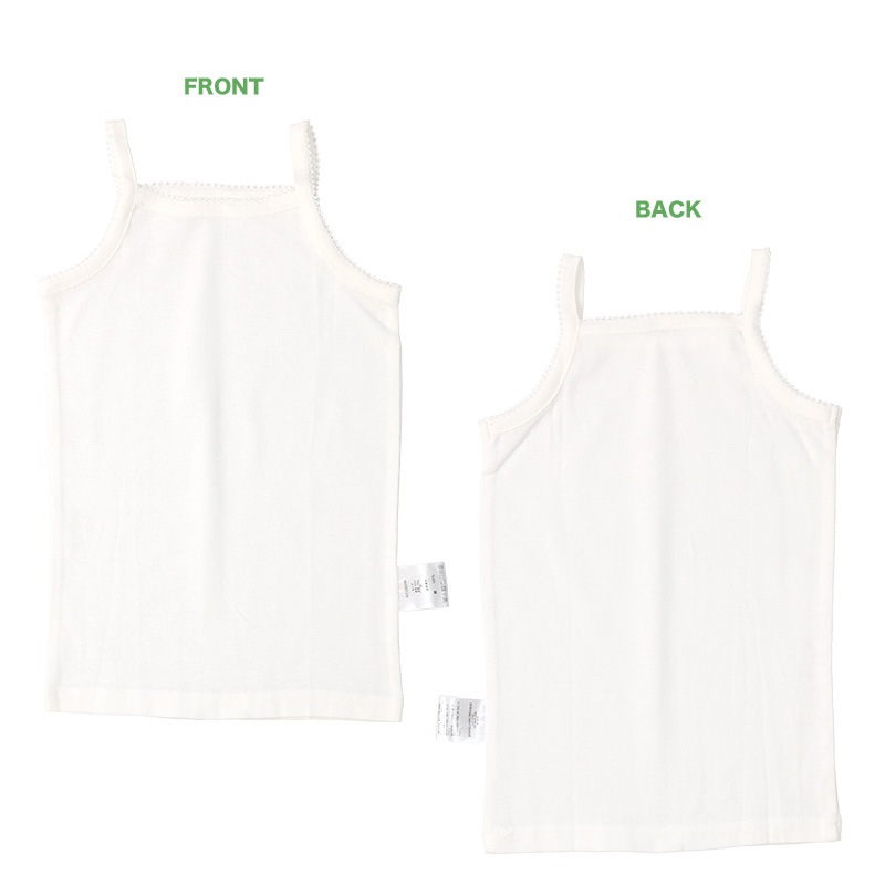 ベビー キッズ 肌着 2枚セット 2枚組 フライス 抗菌防臭 キャミソール ノースリーブ アンダーウェア 女の子 ( 80-95cm ) 無地 オフホワイト 白 天然素材 綿100％ コットン オールシーズン 子供服 80cm 90cm 95cm