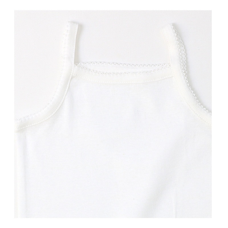 ベビー キッズ 肌着 2枚セット 2枚組 フライス 抗菌防臭 キャミソール ノースリーブ アンダーウェア 女の子 ( 80-95cm ) 無地 オフホワイト 白 天然素材 綿100％ コットン オールシーズン 子供服 80cm 90cm 95cm