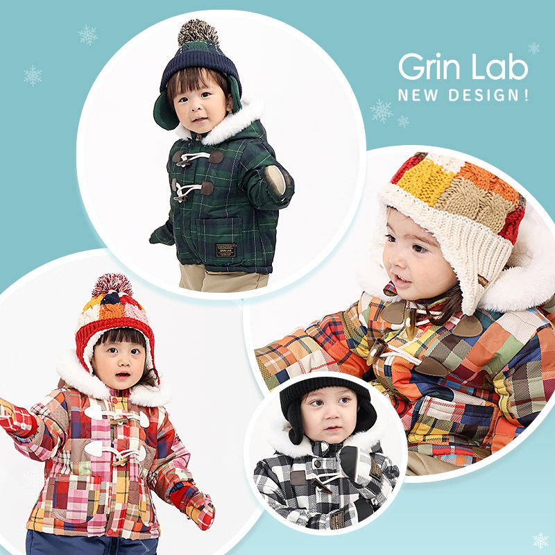 ジャンプスーツ ベビー キッズ 男の子 女の子 中綿入り 防寒 保温 撥水加工 ( 80-100cm )【 GrinLab グリンラボ 】 ファー付き フード アウター ジャケット スノーウェア スキーウェア スノーコンビ つなぎ 雪遊び ダッフルコート トグルボタン 総柄 80cm 90cm 95cm 100cm